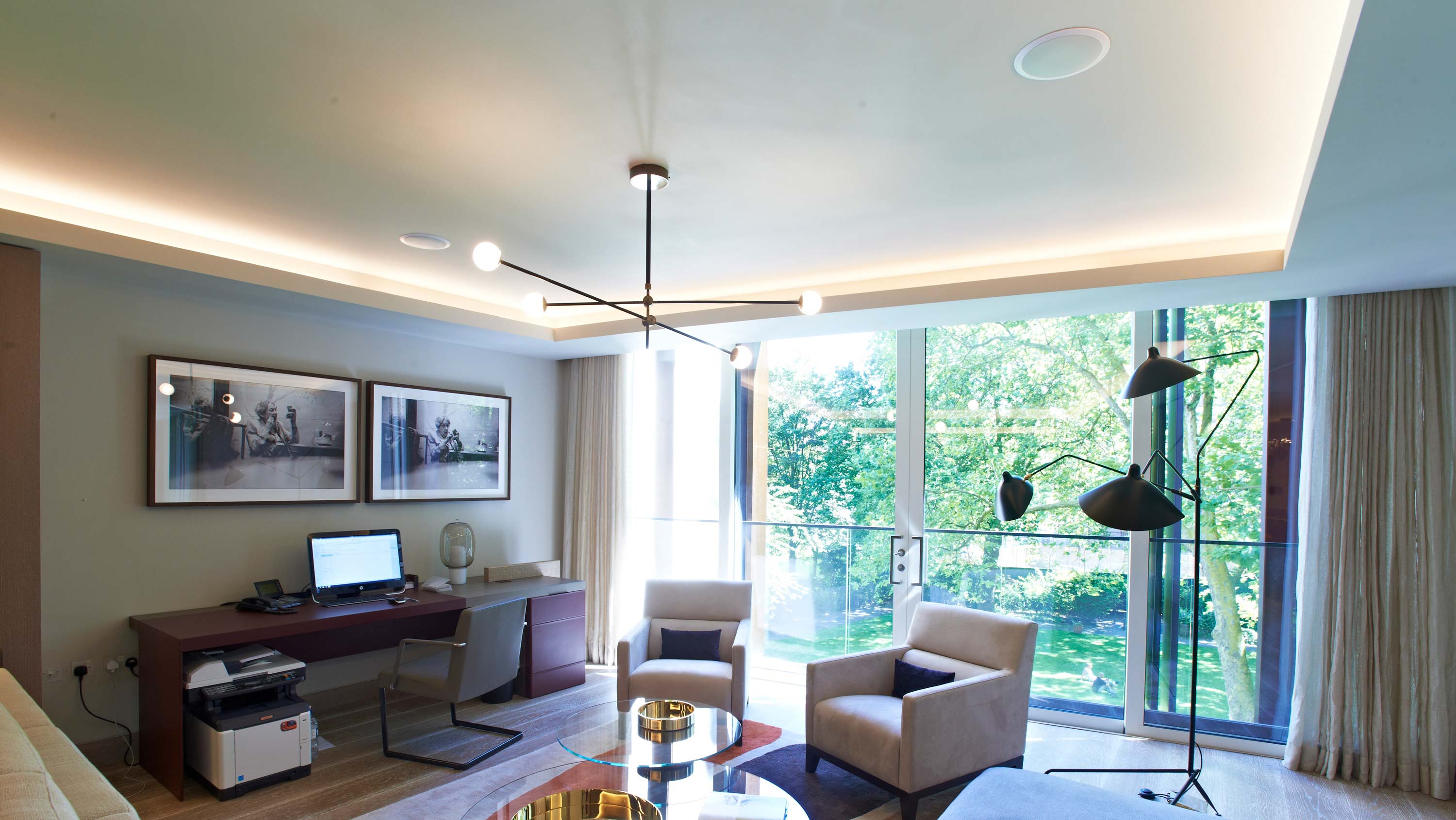 Home Office, LED Lighting, Large Windows