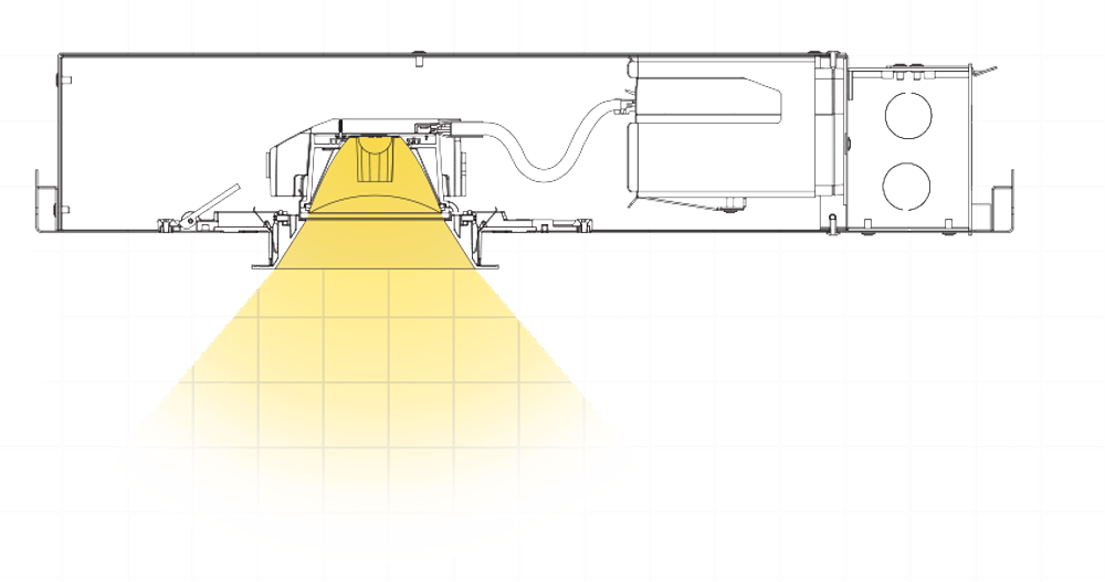 Technical diagram showing Ketra’s advanced lighting optics